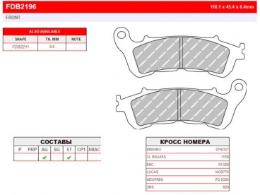 Ferodo remblokken gesinterd FDB2196ST